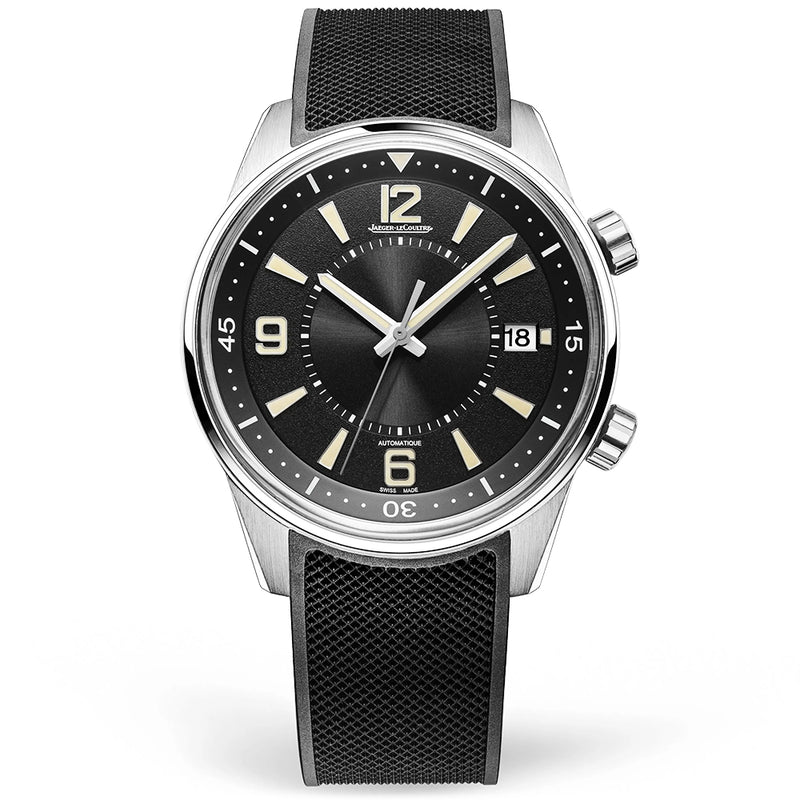 Jaeger-LeCoultre Polaris Date 42mm Black Dial Mens Rubber Strap Watch - Berry's Jewellers