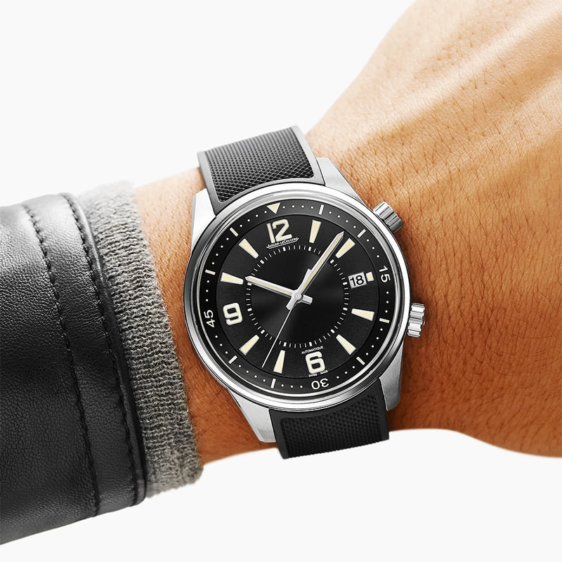 Jaeger-LeCoultre Polaris Date 42mm Black Dial Mens Rubber Strap Watch - Berry's Jewellers