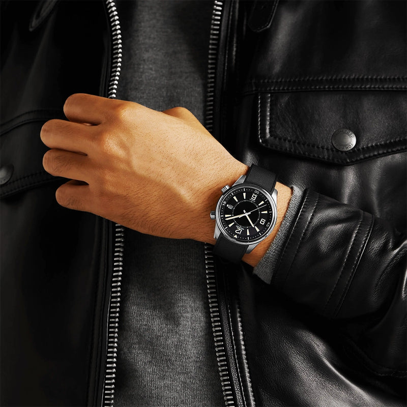 Jaeger-LeCoultre Polaris Date 42mm Black Dial Mens Rubber Strap Watch - Berry's Jewellers