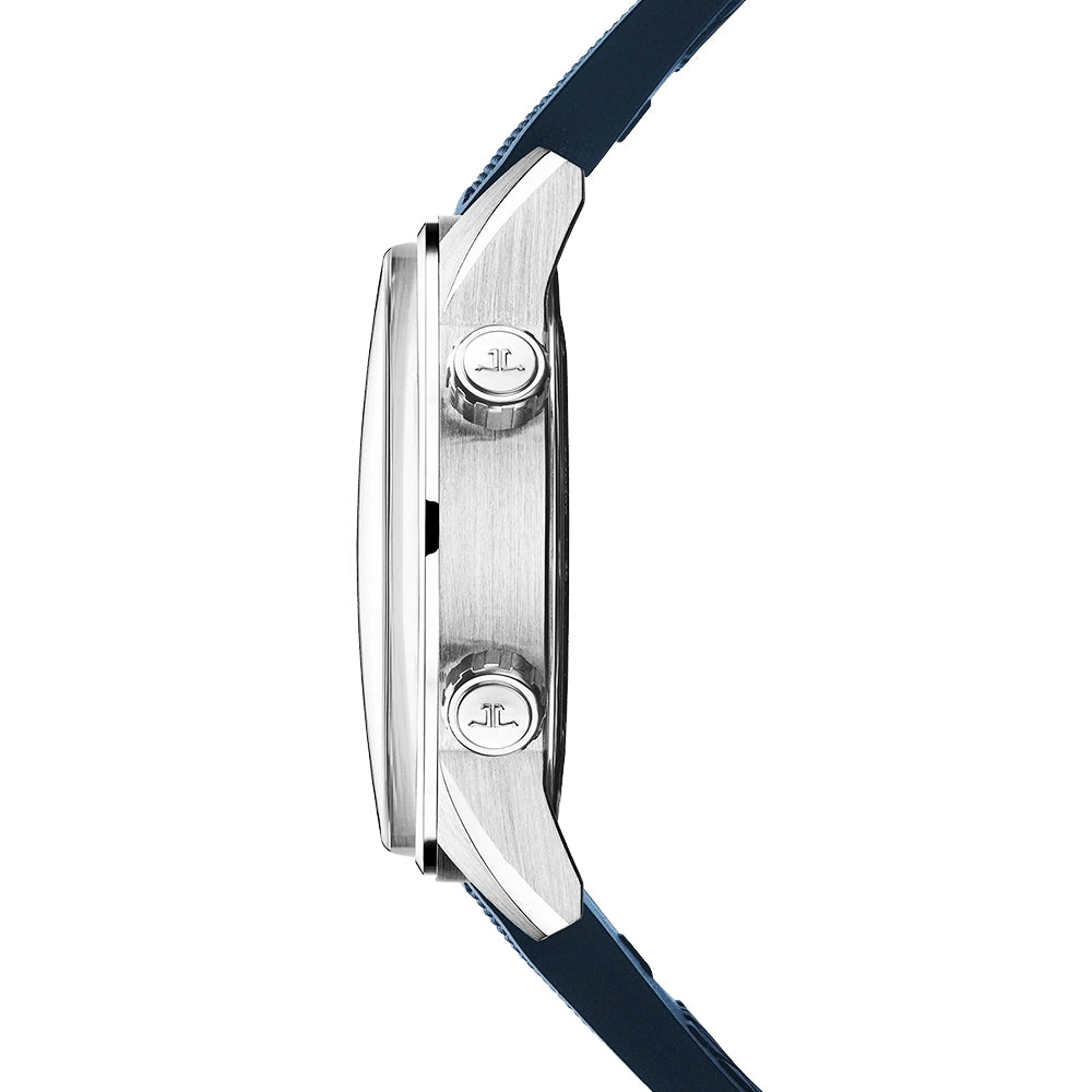 Polaris Date 42mm Blue Lacquer Dial Automatic Rubber Strap Watch