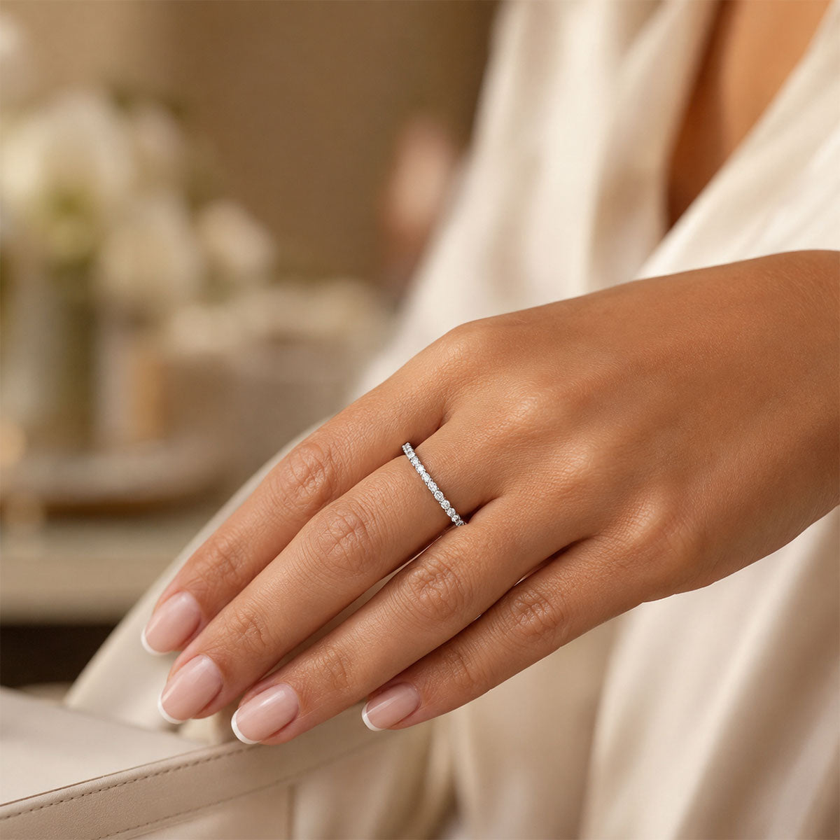 Platinum Round Brilliant Cut Diamond Full Eternity Ring