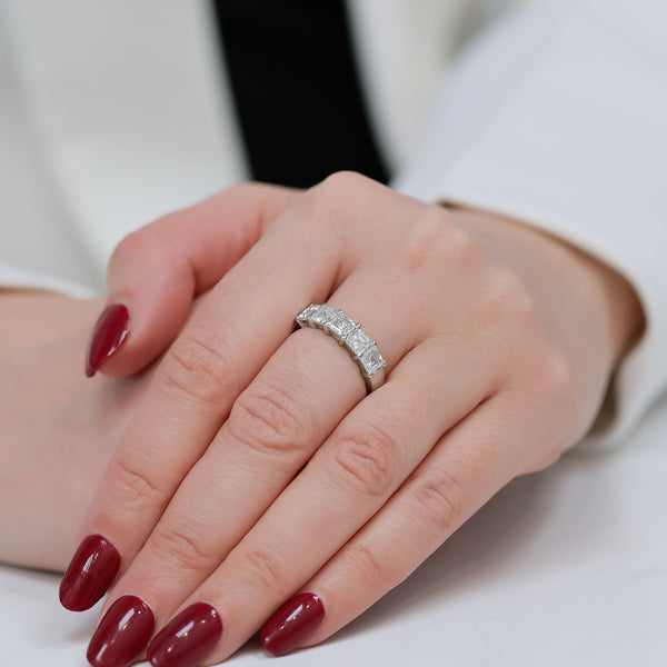 Berry's Platinum Asscher Cut Diamond Five Stone Eternity Ring - Berry's Jewellers