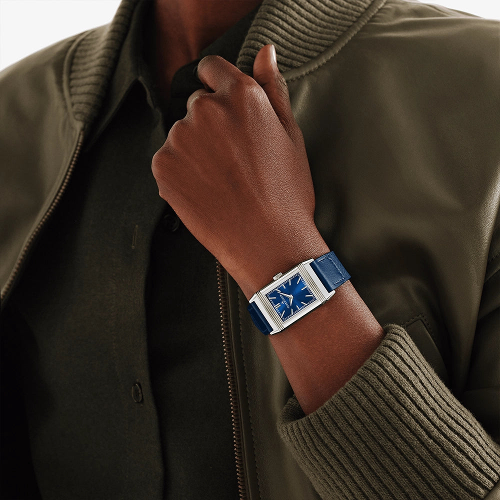 Jaeger-LeCoultre Reverso Tribute Monoface Blue Dial Leather Strap Watch - Berry's Jewellers