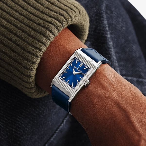 Jaeger-LeCoultre Reverso Tribute Monoface Blue Dial Leather Strap Watch - Berry's Jewellers