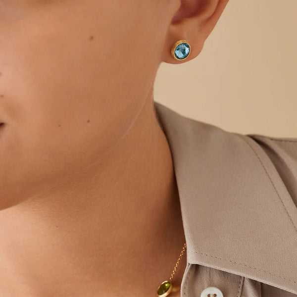 Marco Bicego Jaipur 18ct Yellow Gold Blue Topaz Stud Earrings - Berry's Jewellers
