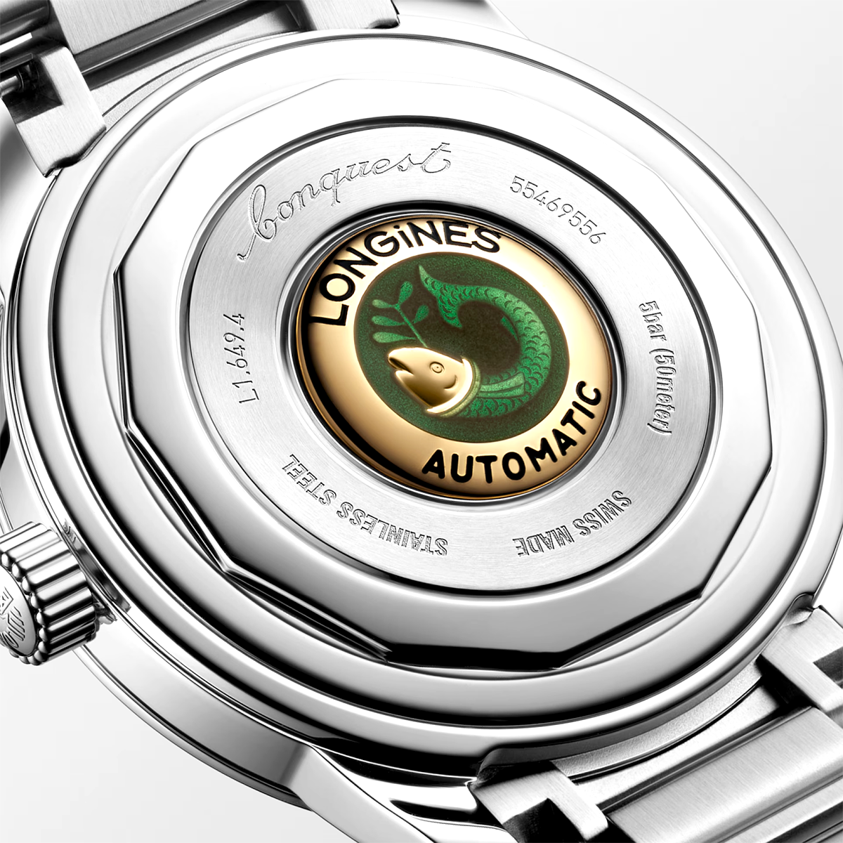 Conquest Heritage 38mm Black Dial Automatic Bracelet Watch