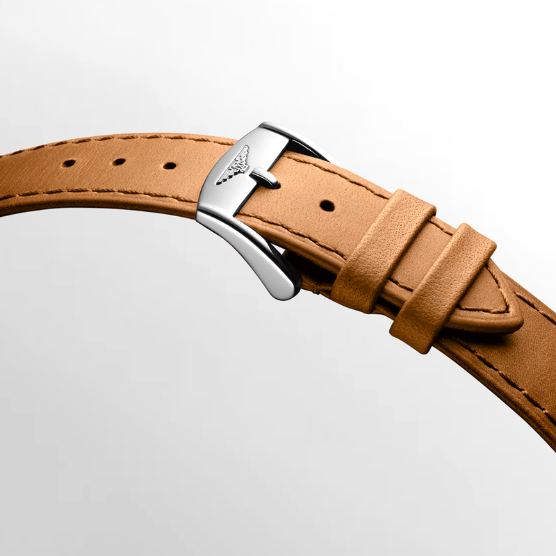 Conquest Heritage 38mm Opaline Dial Brown Strap Automatic Watch