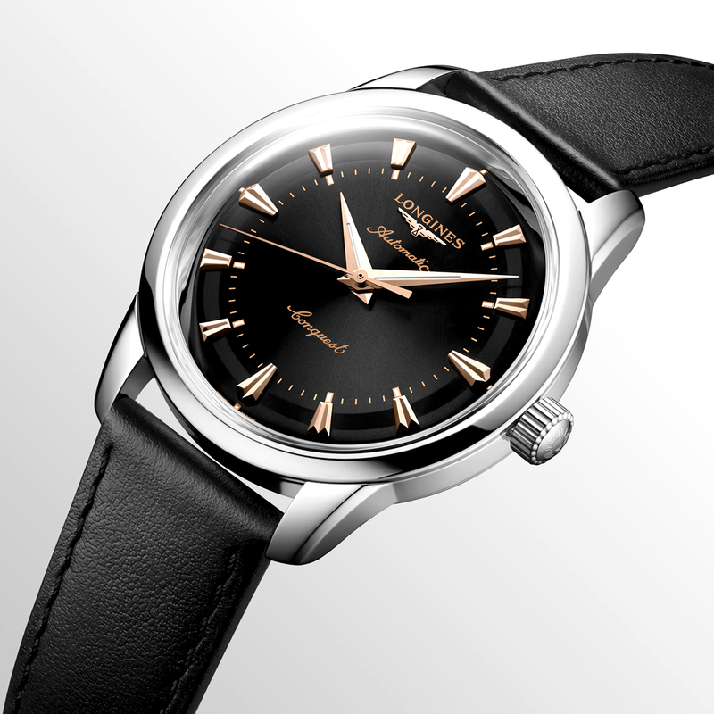 Conquest Heritage 40mm Black Dial & Strap Automatic Watch