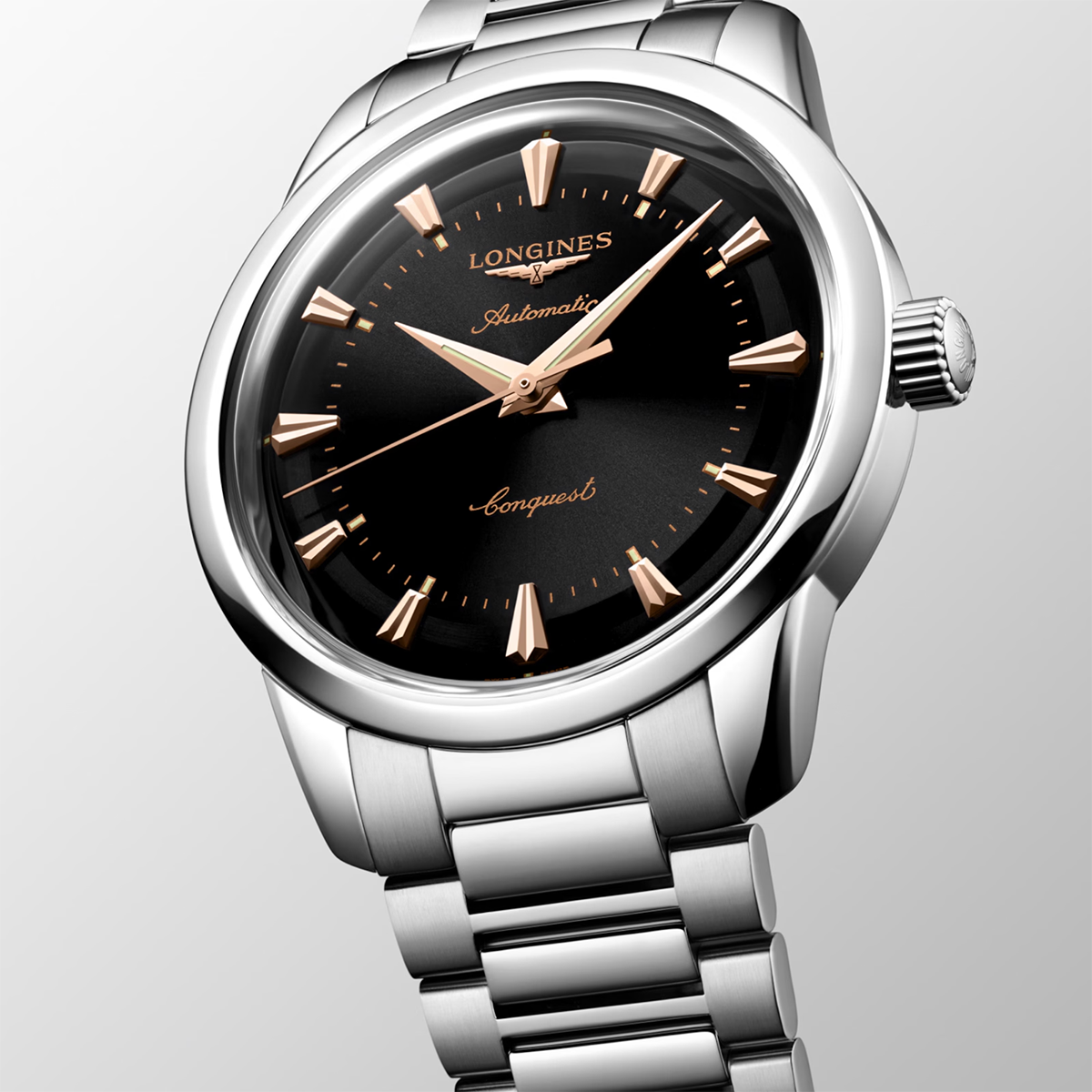 Conquest Heritage 40mm Black Dial Automatic Bracelet Watch