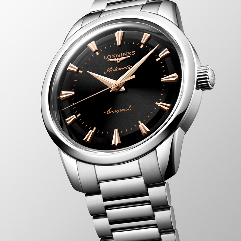 Conquest Heritage 40mm Black Dial Automatic Bracelet Watch