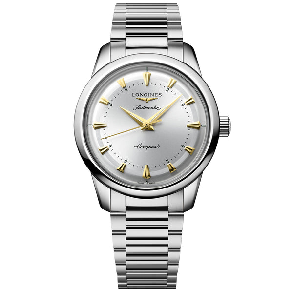 Longines Conquest Heritage 38mm Silver Dial Automatic Bracelet Watch - Berry's Jewellers