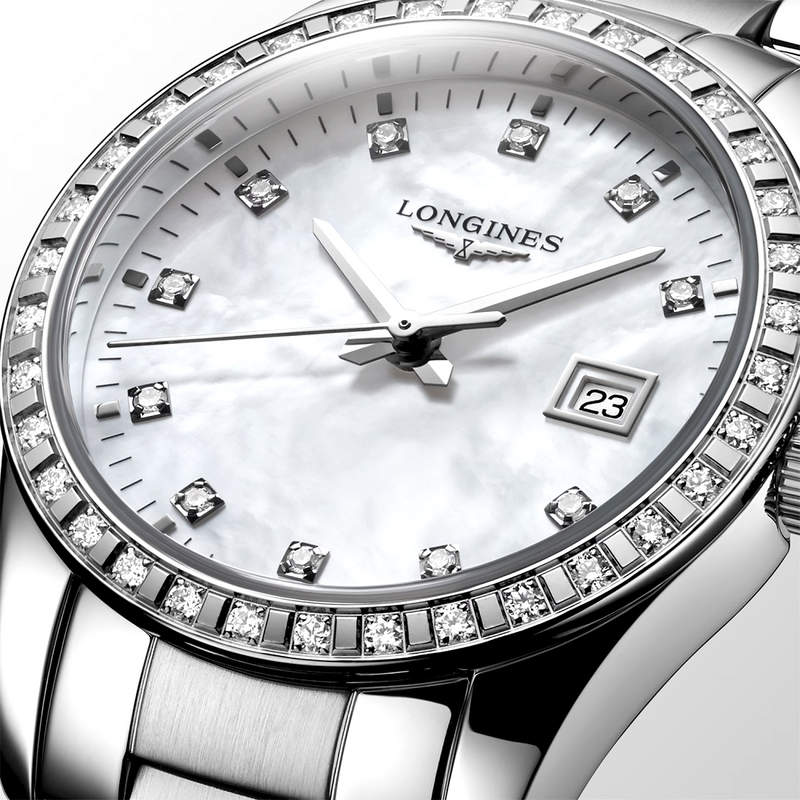 Conquest Classic 29.5mm Diamond Dial & Bezel Ladies Bracelet Watch