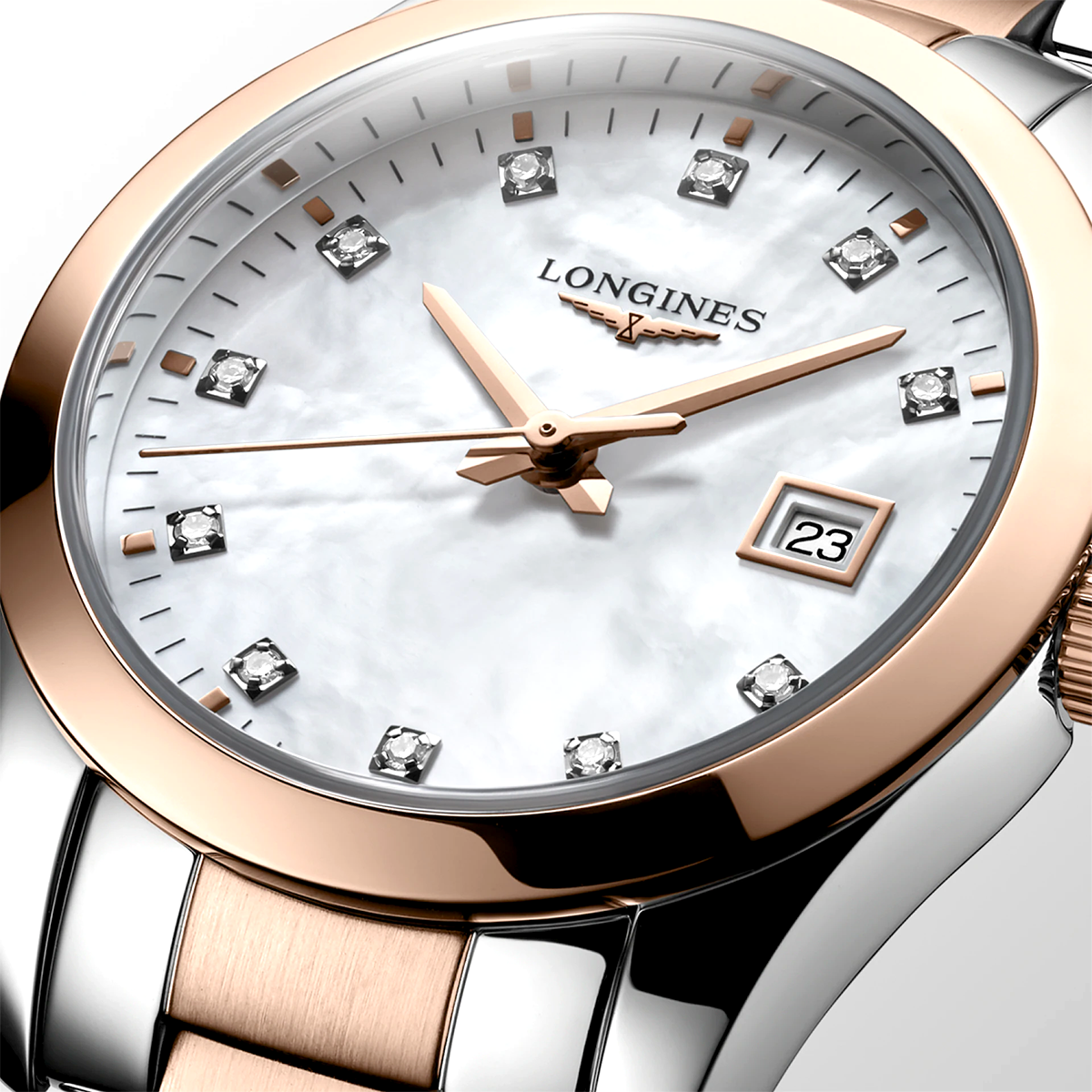 Conquest Classic 29.5mm Two-Tone Diamond Set Ladies Watch