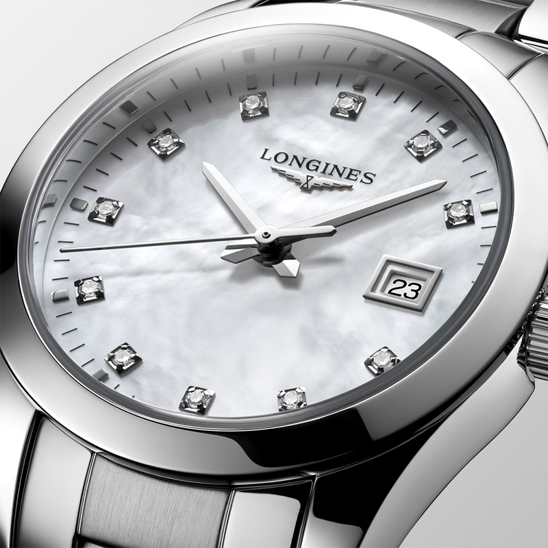Conquest Classic 29.5mm Mother of Pearl Ladies Bracelet Watch