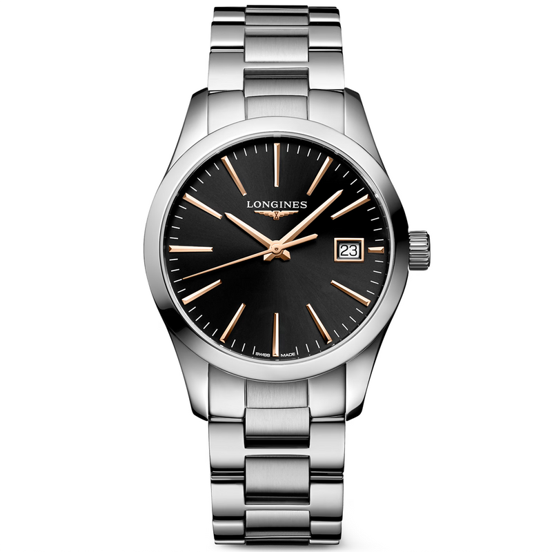Conquest Classic 34mm Black & Rose Dial Ladies Bracelet Watch