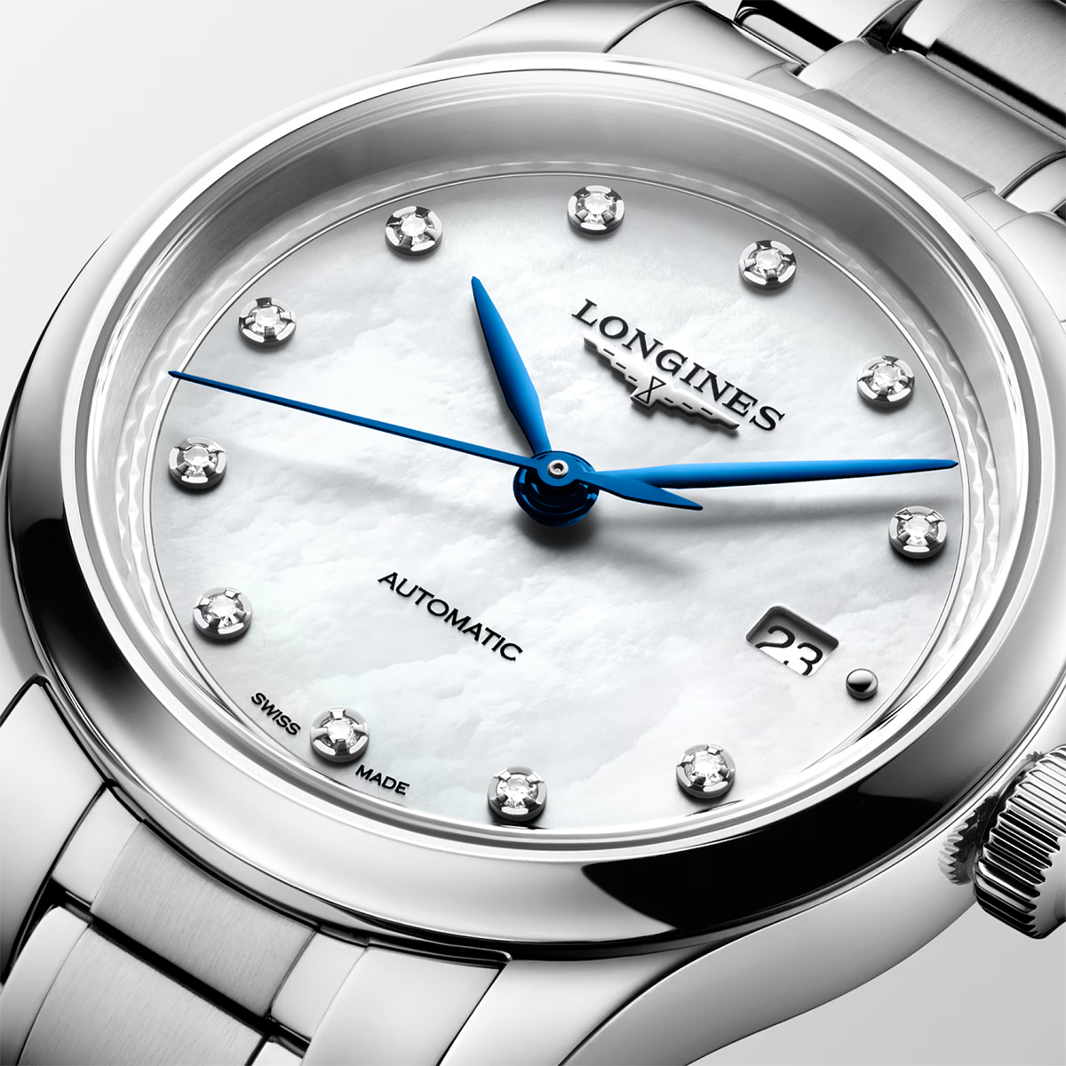 Master Collection 30mm Mother of Pearl Diamond Set Automatic Watch