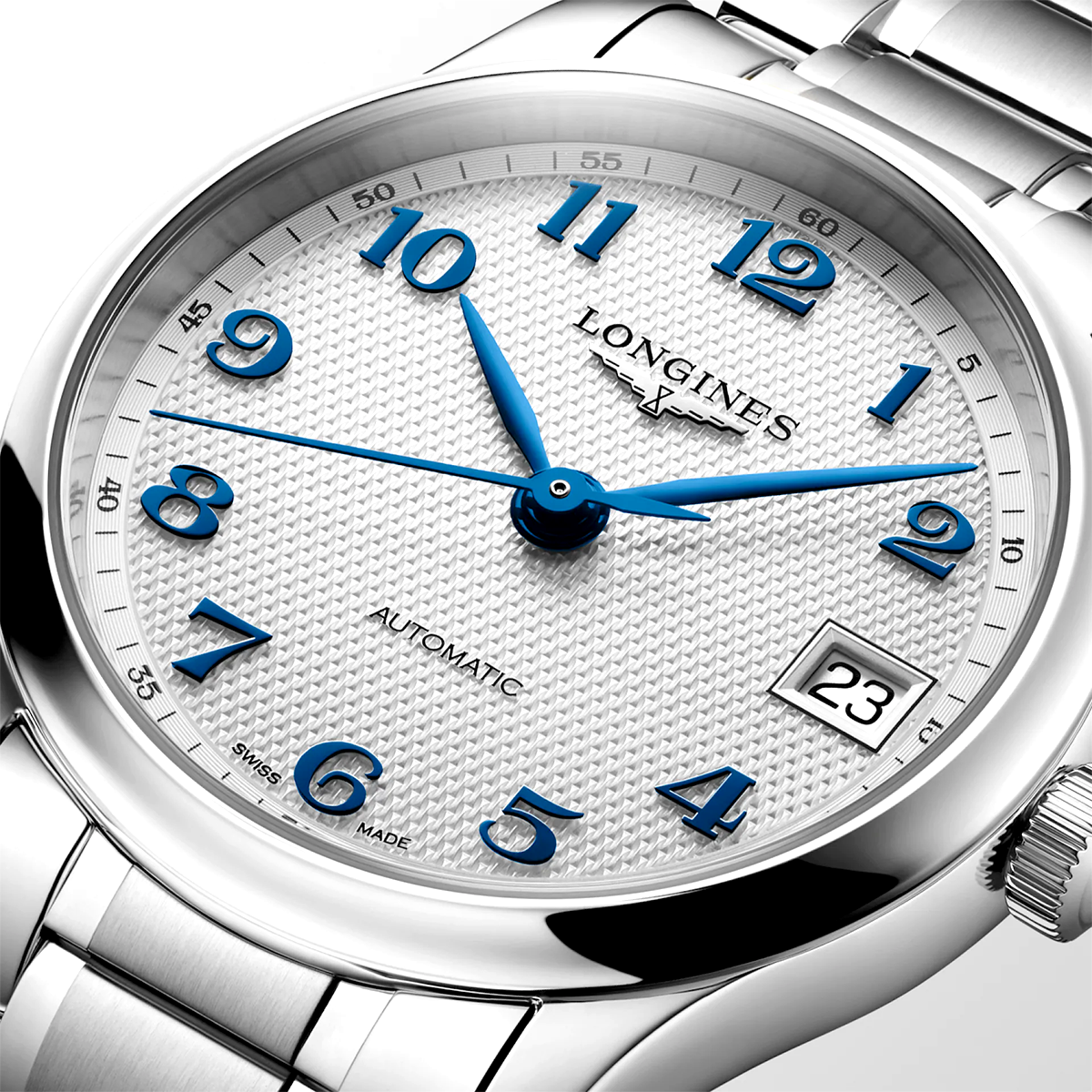 Master Collection 34mm Silver Dial Steel Bracelet Automatic Watch