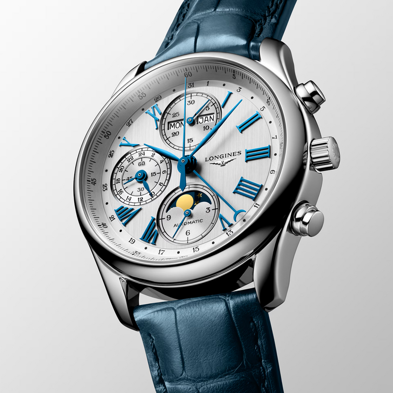 Master Collection Chrono Moonphase 40mm Blue Strap Automatic Watch
