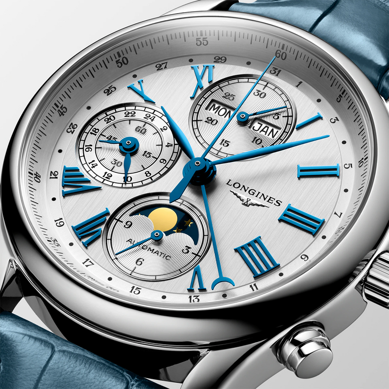 Master Collection Chrono Moonphase 40mm Blue Strap Automatic Watch