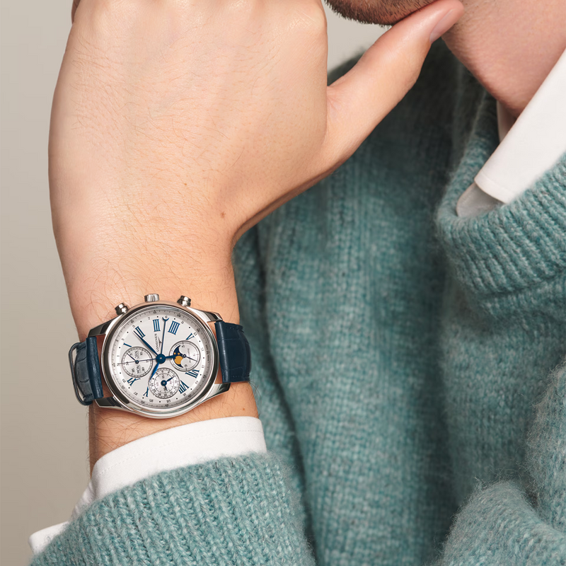 Master Collection Chrono Moonphase 40mm Blue Strap Automatic Watch