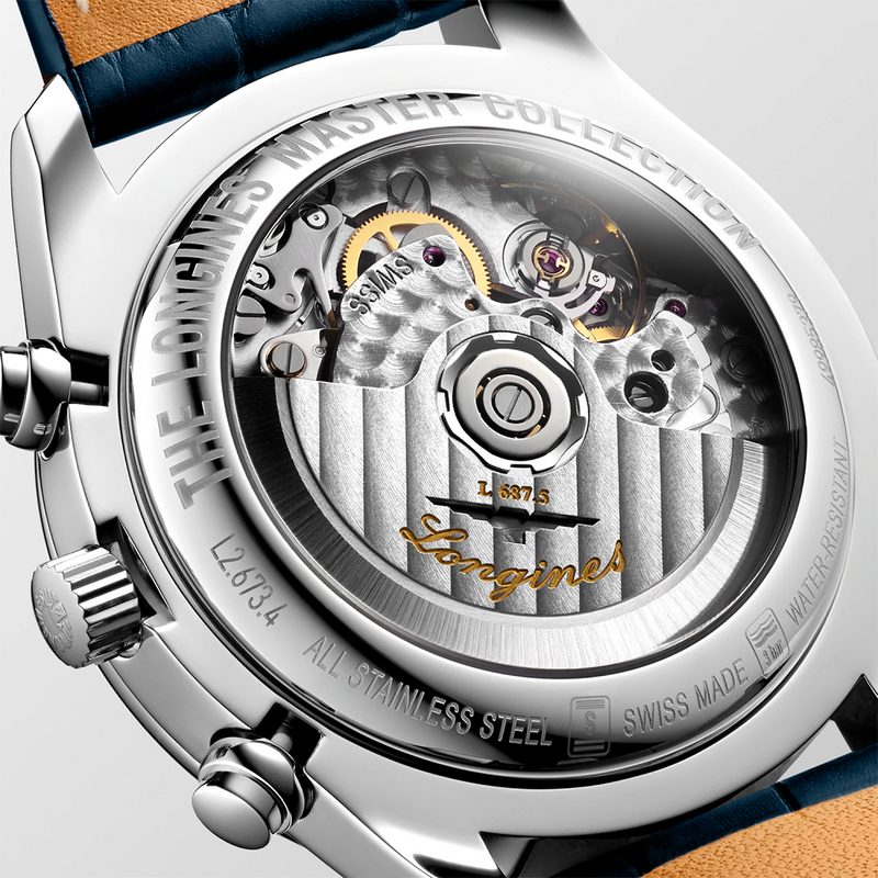 Master Collection Chrono Moonphase 40mm Blue Strap Automatic Watch