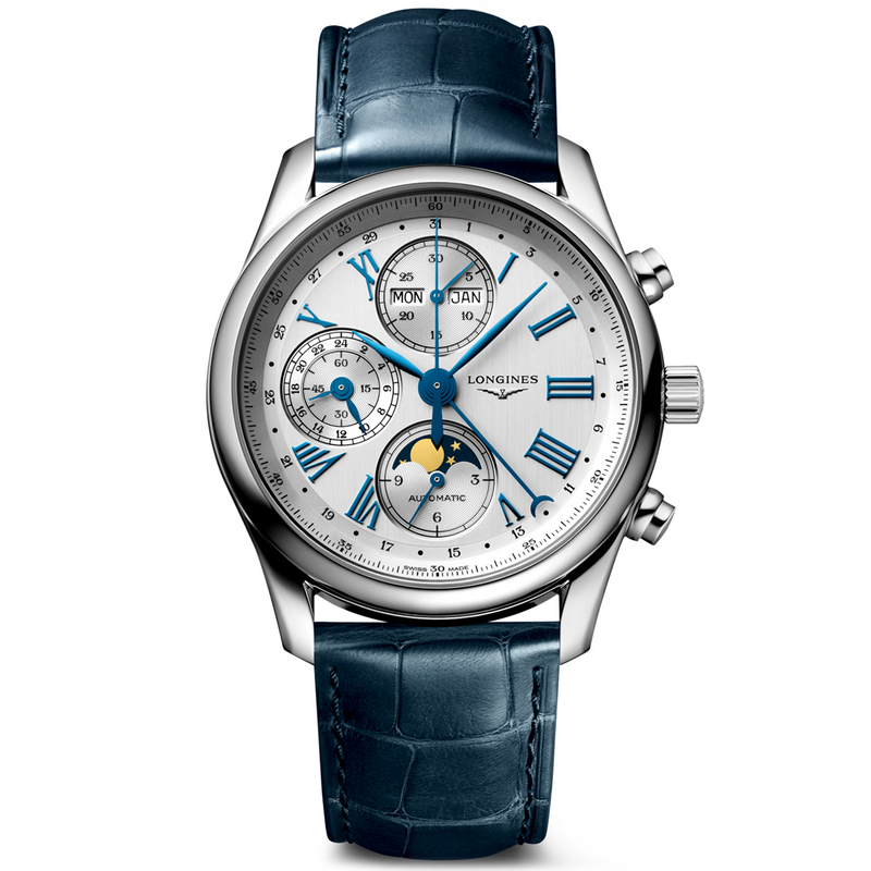 Master Collection Chrono Moonphase 40mm Blue Strap Automatic Watch