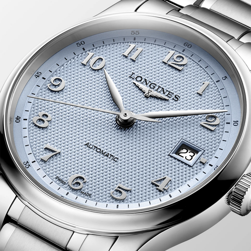 Master Collection 41mm Light Blue Dial Steel Bracelet Automatic Watch