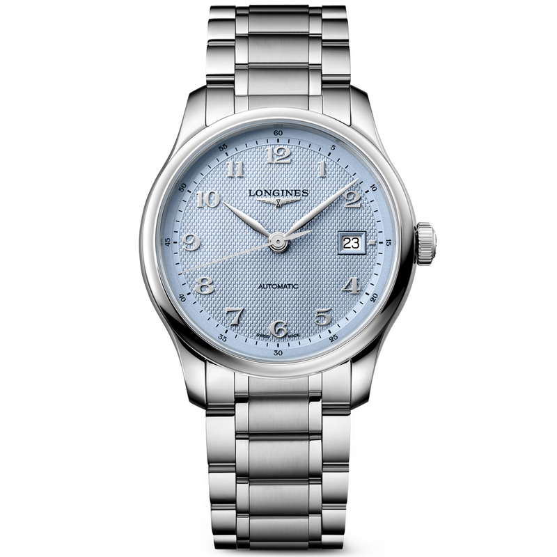 Master Collection 39mm Light Blue Dial Steel Bracelet Automatic Watch