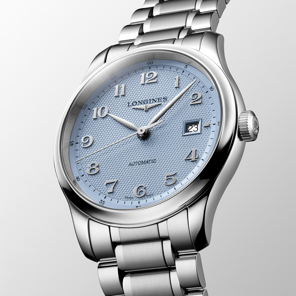 Master Collection 41mm Light Blue Dial Steel Bracelet Automatic Watch