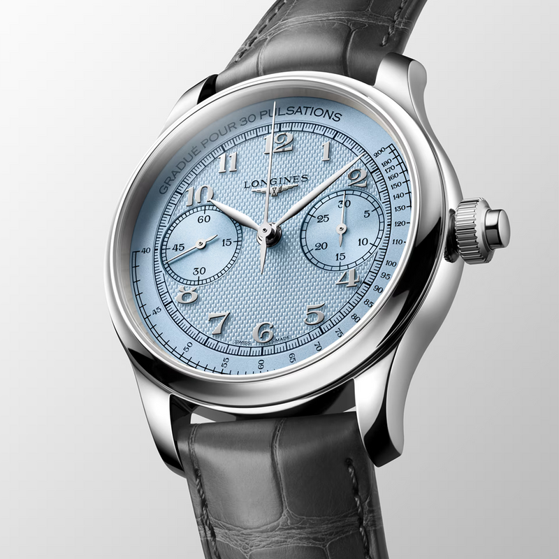 Master Collection Monopusher 41mm Light Blue Dial Manual Wind Watch