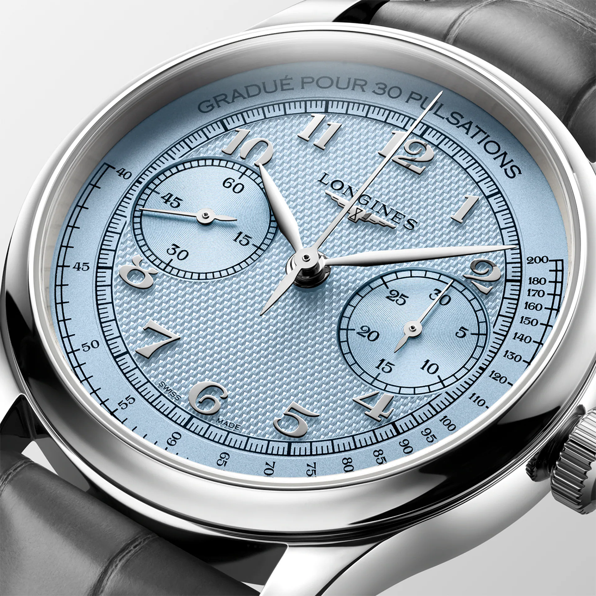 Master Collection Monopusher 41mm Light Blue Dial Manual Wind Watch