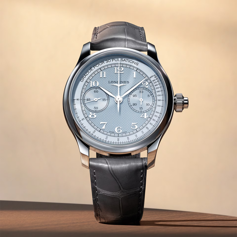 Master Collection Monopusher 41mm Light Blue Dial Manual Wind Watch