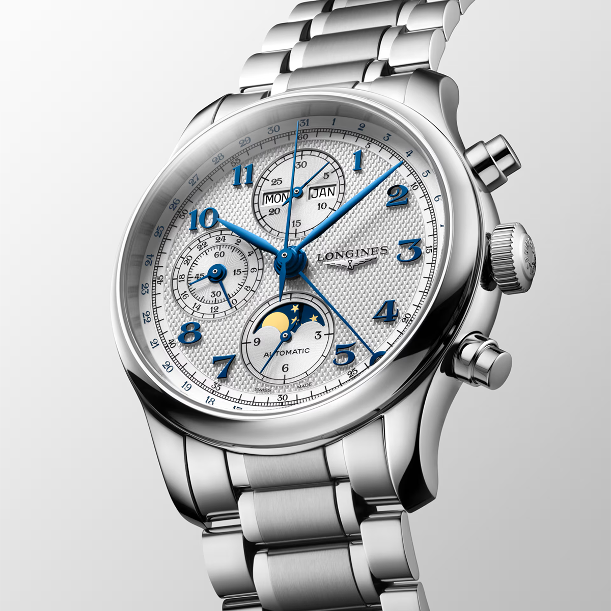 Longines Master Collection Chrono Moonphase 41mm Bracelet Automatic Watch - Berry's Jewellers