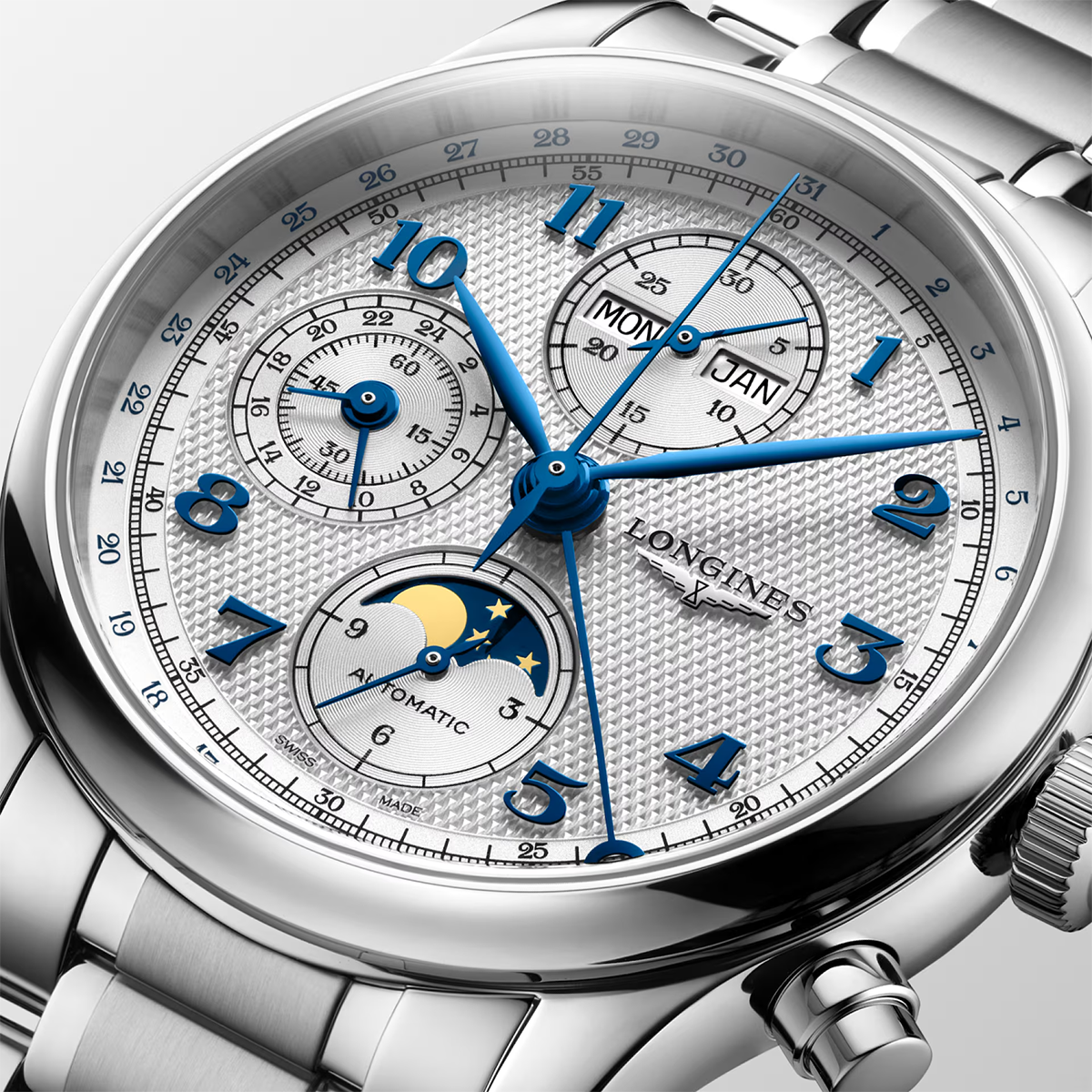 Longines Master Collection Chrono Moonphase 41mm Bracelet Automatic Watch - Berry's Jewellers