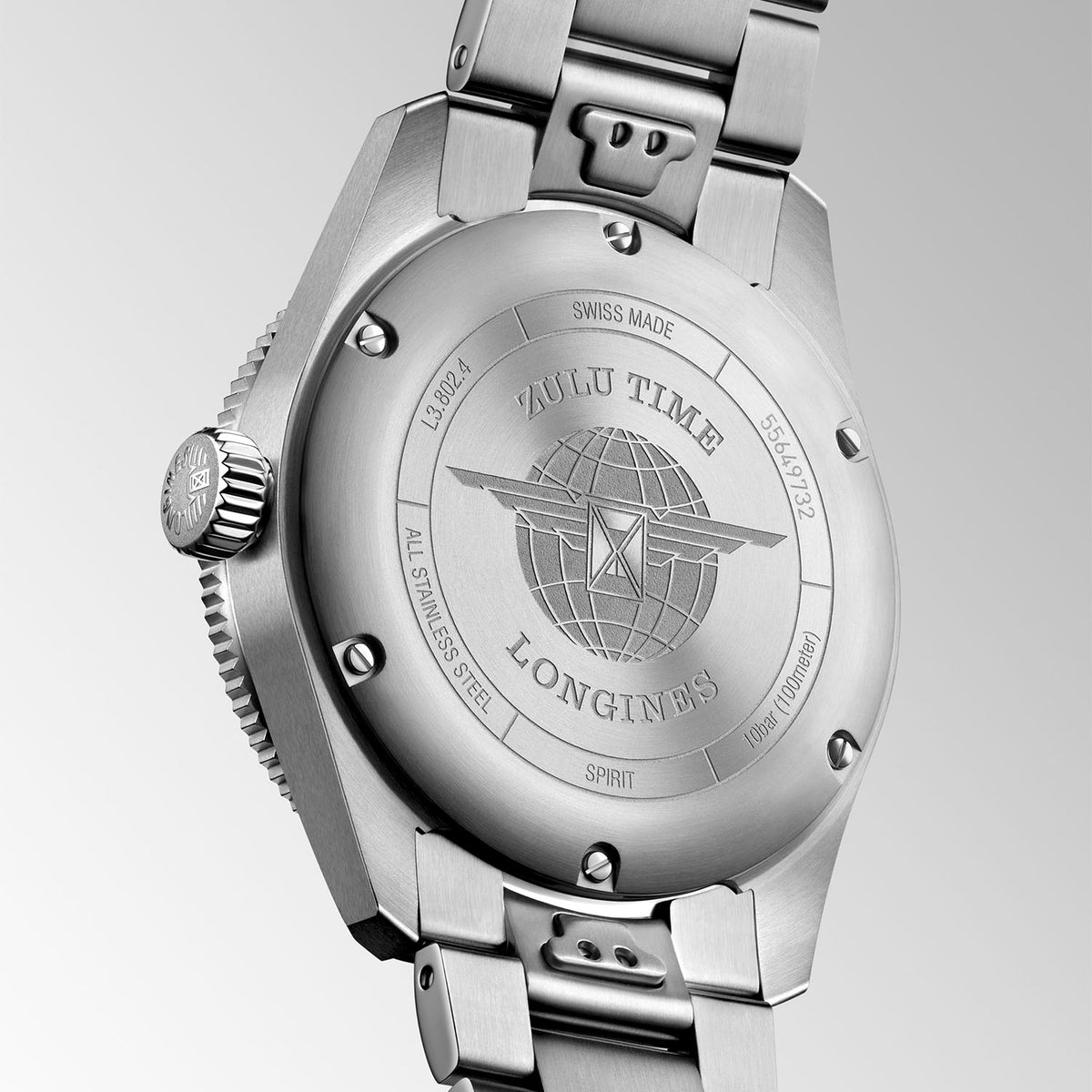 Longines Spirit Zulu Time 39mm Grey Dial  Bracelet Watch - Berry's Jewellers
