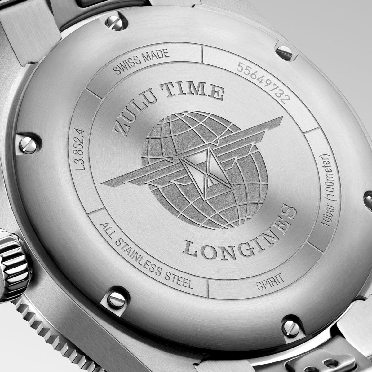 Longines Spirit Zulu Time 39mm Grey Dial  Bracelet Watch - Berry's Jewellers