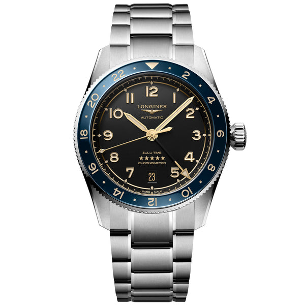 Longines Spirit Zulu Time 39mm Grey Dial  Bracelet Watch - Berry's Jewellers