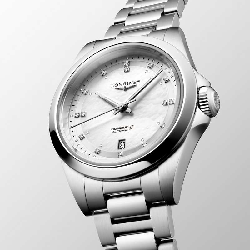 Conquest 30mm Mother of Pearl Diamond Set Automatic Watch