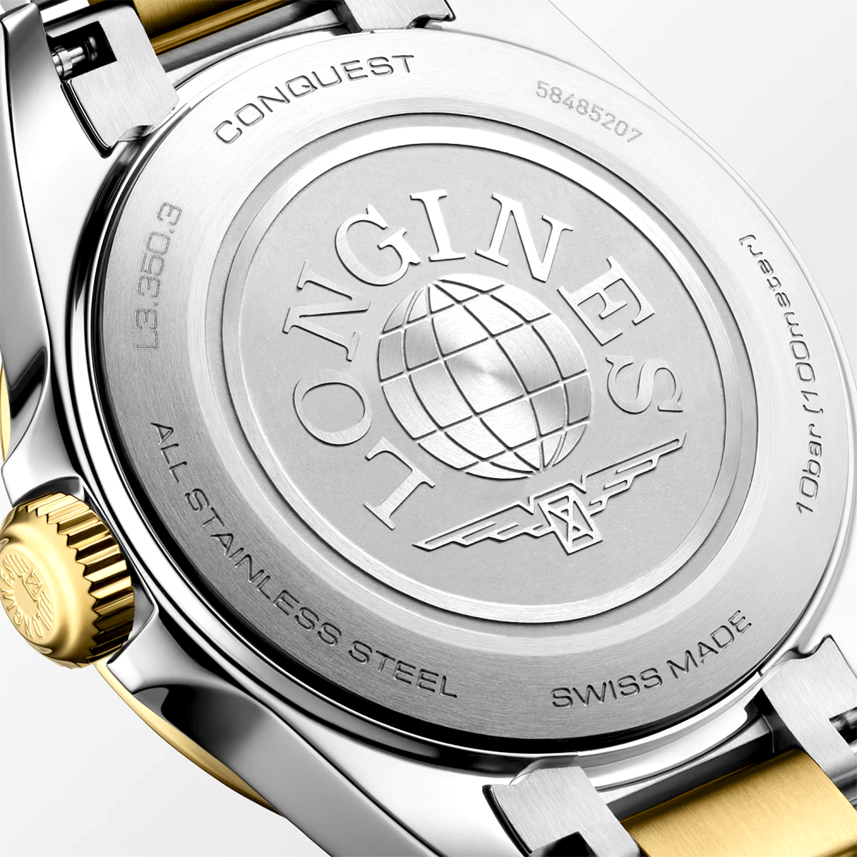 Conquest 30mm White Dial Ladies Two-Tone Bracelet Watch