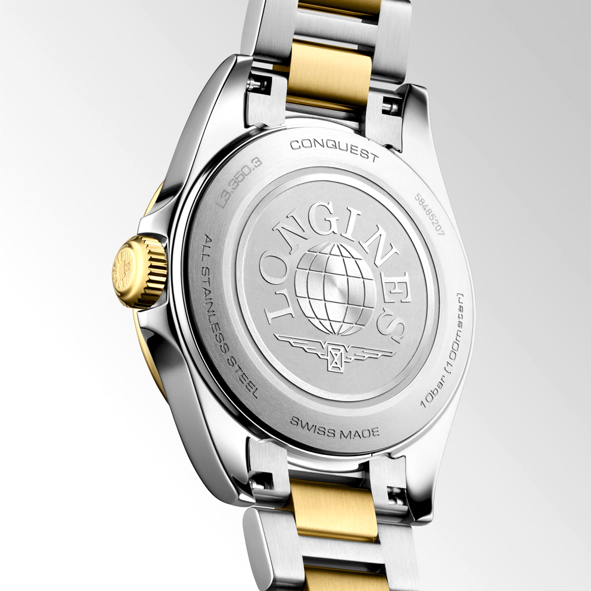 Conquest 30mm White Dial Ladies Two-Tone Bracelet Watch