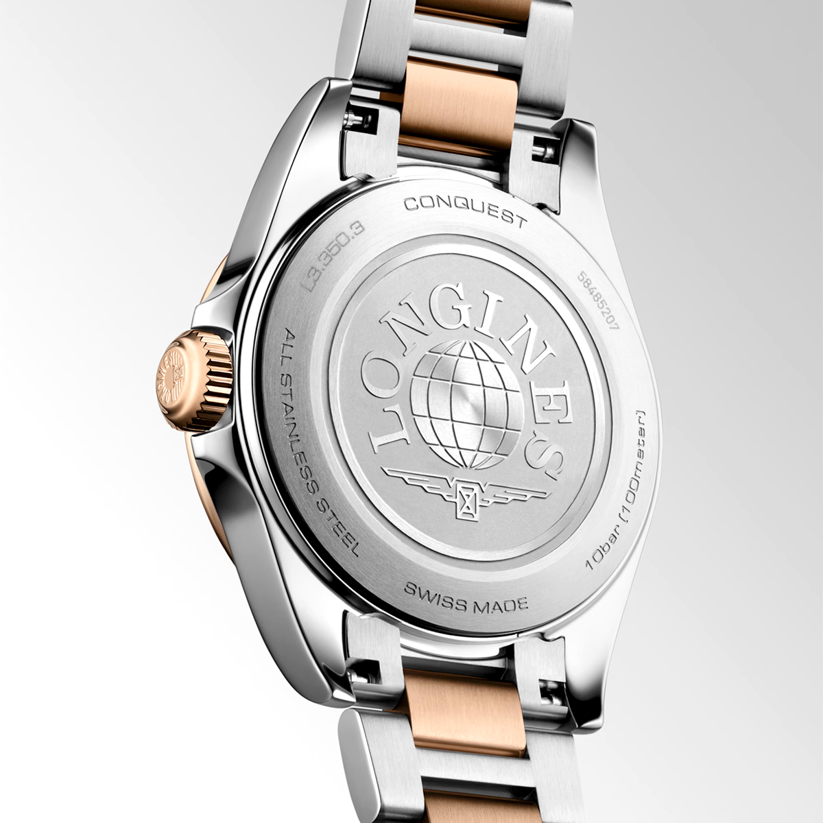 Conquest 30mm Two-Tone White Dial Ladies Bracelet Watch