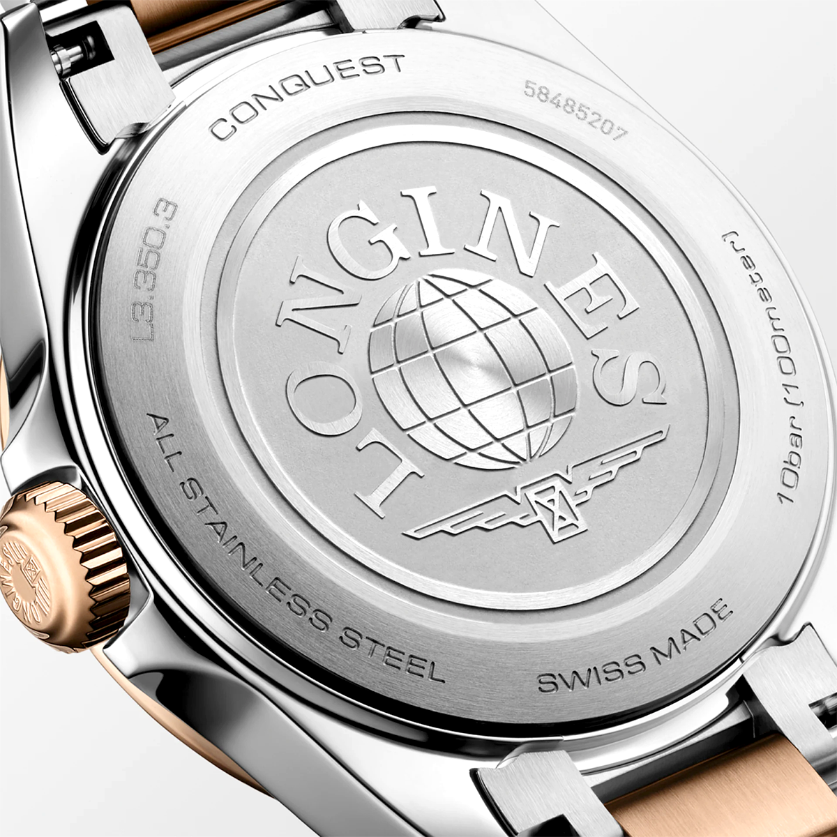 Conquest 30mm Two-Tone White Dial Ladies Bracelet Watch