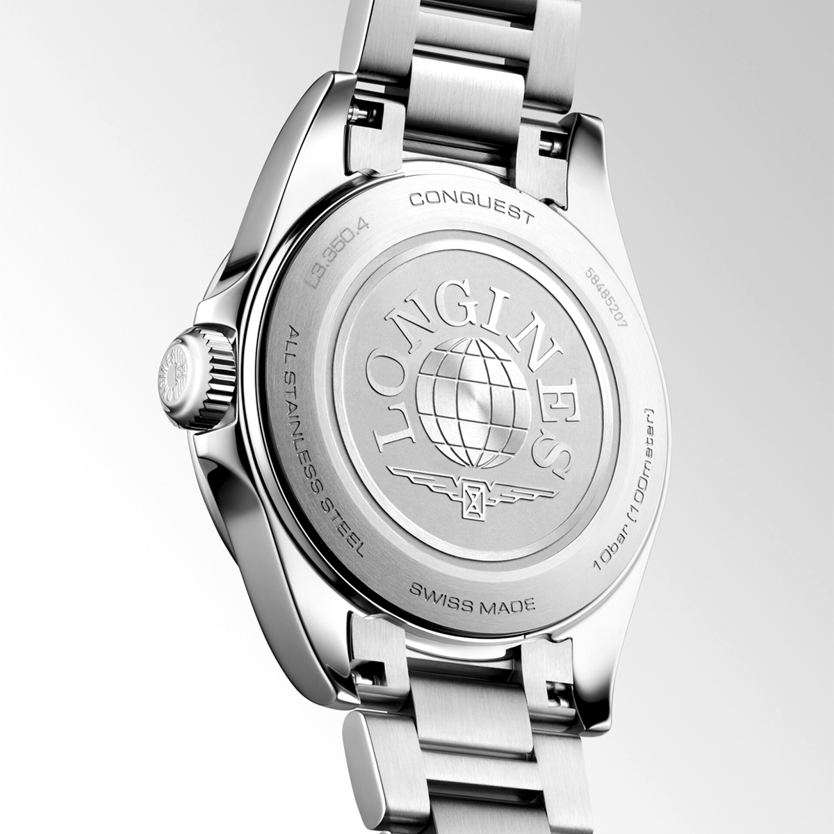 Conquest 30mm White Dial Steel Bracelet Ladies Watch