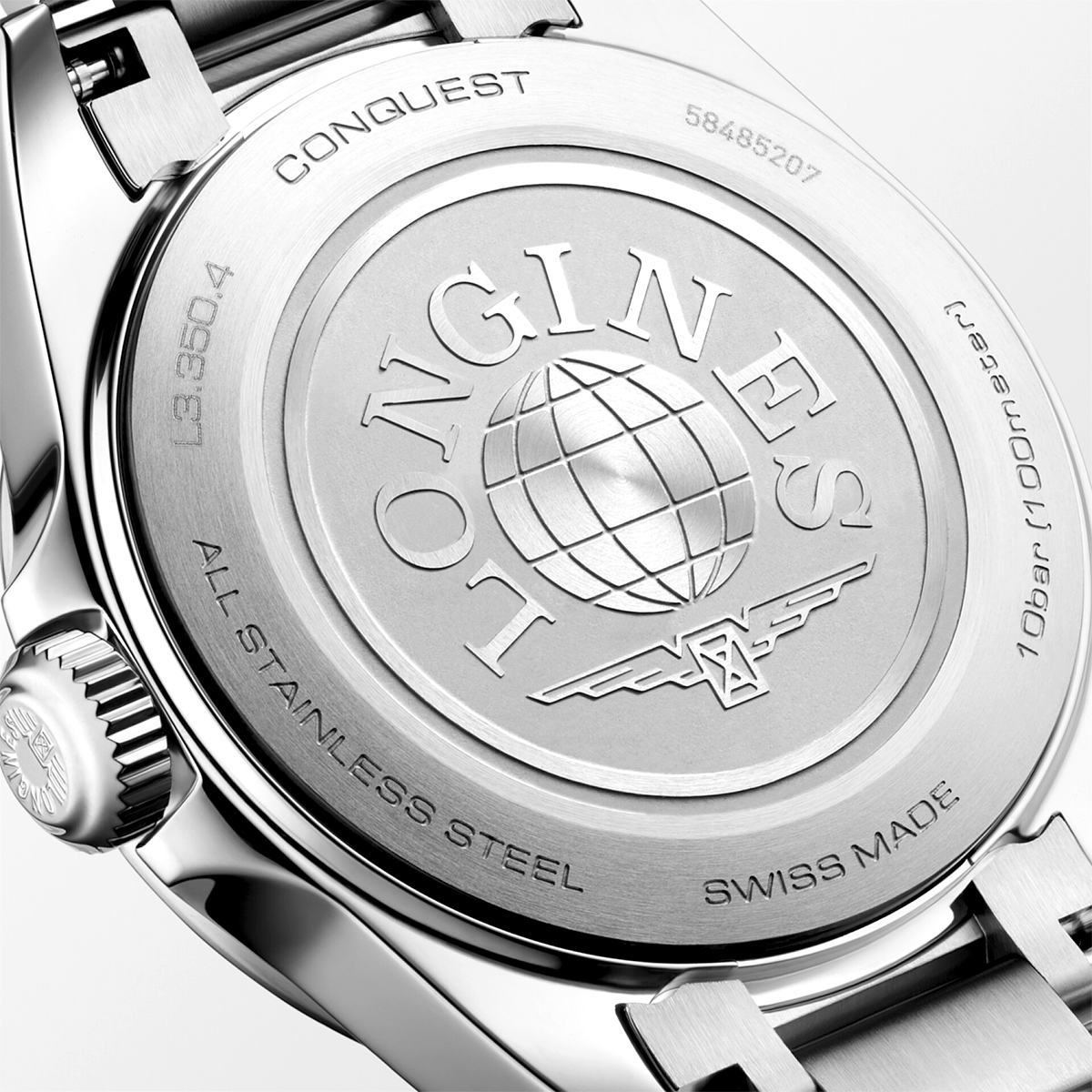 Conquest 30mm White Dial Steel Bracelet Ladies Watch