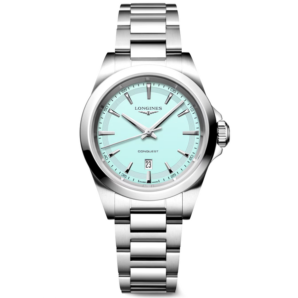 Conquest 30mm Steel Mint Blue Dial Ladies Bracelet Watch