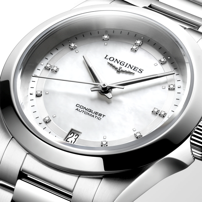 Conquest 34mm Mother of Pearl Dial Ladies Automatic Watch
