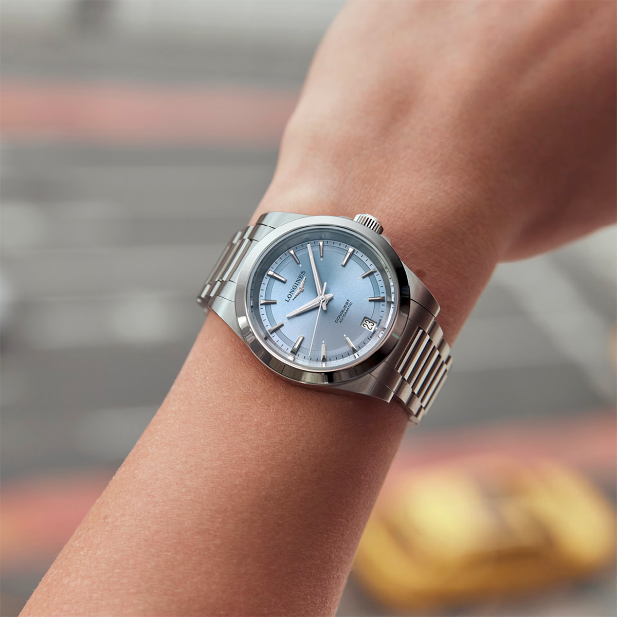 Conquest 34mm Blue Dial Automatic Ladies Bracelet Watch