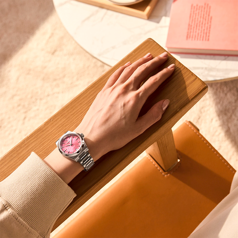Conquest 34mm Pink Dial Automatic Ladies Bracelet Watch