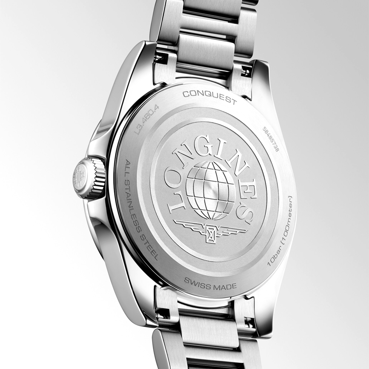 Conquest 34mm Steel White Dial Ladies Bracelet Watch