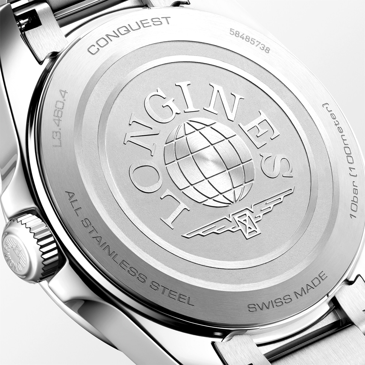 Conquest 34mm Steel White Dial Ladies Bracelet Watch